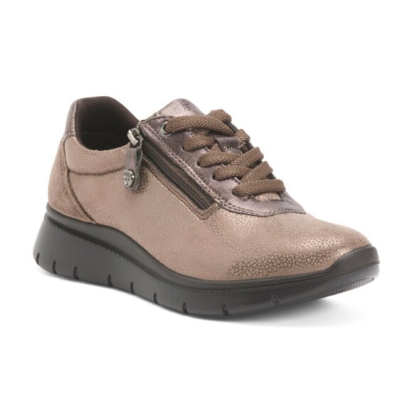 ENVAL SOFT Made In Italy Suede Zip And Lace Up Sneakers - Picture 1 of 3
